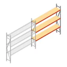 Grootvakstelling AR 2500x2700x400 mm (hxbxd) 3 niveaus verzinkt aanbouwsectie met voorgemonteerde frames