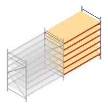 Grootvakstelling AR 2500x2700x1200 mm (hxbxd) 6 niveaus verzinkt aanbouwsectie met voorgemonteerde frames