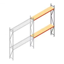 Grootvakstelling AR 3000x2700x500 mm (hxbxd) 2 niveaus verzinkt aanbouwsectie met voorgemonteerde frames
