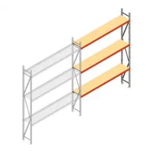 Grootvakstelling AR 3000x2700x500 mm (hxbxd) 3 niveaus verzinkt aanbouwsectie met voorgemonteerde frames