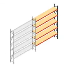 Grootvakstelling AR 3000x2700x400 mm (hxbxd) 5 niveaus verzinkt aanbouwsectie met voorgemonteerde frames