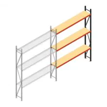 Grootvakstelling AR 3000x2700x500 mm (hxbxd) 3 niveaus antraciet aanbouwsectie met voorgemonteerde frames