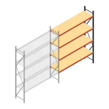 Grootvakstelling AR 3000x2700x600 mm (hxbxd) 4 niveaus antraciet aanbouwsectie met voorgemonteerde frames