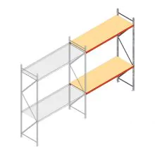 Grootvakstelling AR 3000x2700x900 mm (hxbxd) 2 niveaus verzinkt aanbouwsectie met voorgemonteerde frames