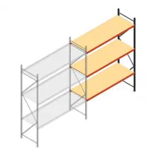 Grootvakstelling AR 3000x2700x800 mm (hxbxd) 3 niveaus verzinkt aanbouwsectie