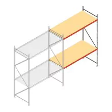 Grootvakstelling AR 3000x2700x1000 mm (hxbxd) 2 niveaus verzinkt aanbouwsectie met voorgemonteerde frames