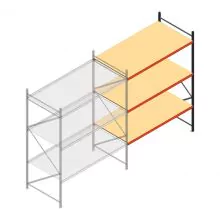 Grootvakstelling AR 3000x2700x1200 mm (hxbxd) 3 niveaus antraciet aanbouwsectie met voorgemonteerde frames