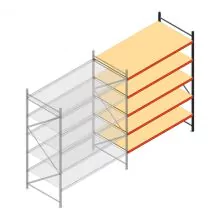 Grootvakstelling AR 3000x2700x1200 mm (hxbxd) 5 niveaus antraciet aanbouwsectie met voorgemonteerde frames