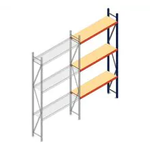 Grootvakstelling AR 3000x1610x400 mm (hxbxd) 3 niveaus blauw aanbouwsectie