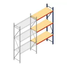 Grootvakstelling AR 3000x1610x600 mm (hxbxd) 3 niveaus blauw aanbouwsectie met voorgemonteerde frames
