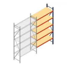 Grootvakstelling AR 3000x1610x600 mm (hxbxd) 5 niveaus blauw aanbouwsectie met voorgemonteerde frames