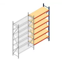 Grootvakstelling AR 3000x1610x600 mm (hxbxd) 6 niveaus blauw aanbouwsectie met voorgemonteerde frames