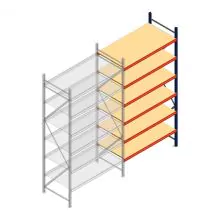Grootvakstelling AR 3000x1610x800 mm (hxbxd) 6 niveaus blauw aanbouwsectie