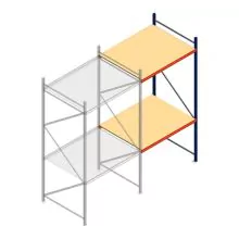 Grootvakstelling AR 3000x1610x1200 mm (hxbxd) 2 niveaus blauw aanbouwsectie