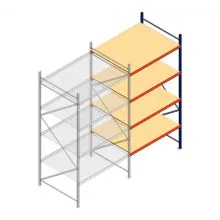 Grootvakstelling AR 3000x1610x1200 mm (hxbxd) 4 niveaus blauw aanbouwsectie
