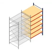 Grootvakstelling AR 3000x1610x1200 mm (hxbxd) 6 niveaus blauw aanbouwsectie