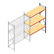 Grootvakstelling AR 3000x1850x800 mm (hxbxd) 3 niveaus blauw aanbouwsectie met voorgemonteerde frames