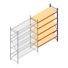 Grootvakstelling AR 3000x1850x800 mm (hxbxd) 5 niveaus blauw aanbouwsectie met voorgemonteerde frames