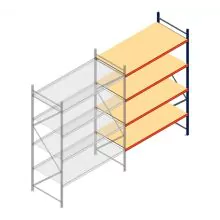 Grootvakstelling AR 3000x1850x1000 mm (hxbxd) 4 niveaus blauw aanbouwsectie met voorgemonteerde frames