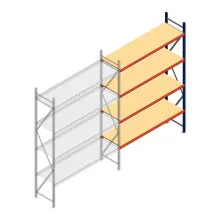 Grootvakstelling AR 3000x2010x600 mm (hxbxd) 4 niveaus blauw aanbouwsectie