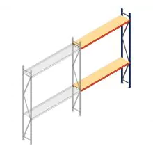 Grootvakstelling AR 3000x2700x400 mm (hxbxd) 2 niveaus blauw aanbouwsectie met voorgemonteerde frames