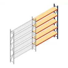 Grootvakstelling AR 3000x2700x400 mm (hxbxd) 5 niveaus blauw aanbouwsectie