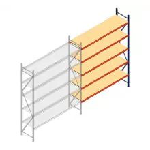 Grootvakstelling AR 3000x2700x600 mm (hxbxd) 5 niveaus blauw aanbouwsectie met voorgemonteerde frames