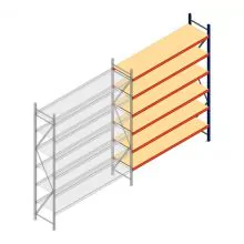 Grootvakstelling AR 3000x2700x600 mm (hxbxd) 6 niveaus blauw aanbouwsectie met voorgemonteerde frames