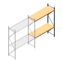 Grootvakstelling AR 3000x2700x800 mm (hxbxd) 2 niveaus blauw aanbouwsectie