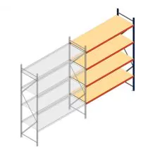 Grootvakstelling AR 3000x2700x800 mm (hxbxd) 4 niveaus blauw aanbouwsectie met voorgemonteerde frames