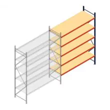 Grootvakstelling AR 3000x2700x800 mm (hxbxd) 5 niveaus blauw aanbouwsectie