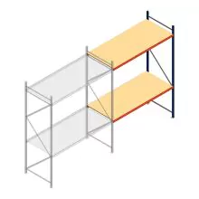Grootvakstelling AR 3000x2700x1000 mm (hxbxd) 2 niveaus blauw aanbouwsectie
