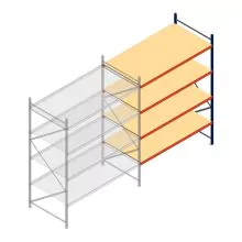 Grootvakstelling AR 3000x2700x1200 mm (hxbxd) 4 niveaus blauw aanbouwsectie