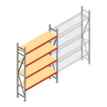 Grootvakstelling AR 2250x1850x400 mm (hxbxd) 4 niveaus verzinkt beginsectie met voorgemonteerde frames