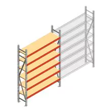 Grootvakstelling AR 2250x1850x400 mm (hxbxd) 6 niveaus verzinkt beginsectie
