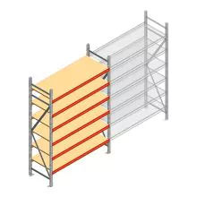 Grootvakstelling AR 2250x1850x600 mm (hxbxd) 6 niveaus verzinkt beginsectie met voorgemonteerde frames