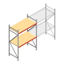 Grootvakstelling AR 2500x1850x800 mm (hxbxd) 2 niveaus verzinkt beginsectie met voorgemonteerde frames