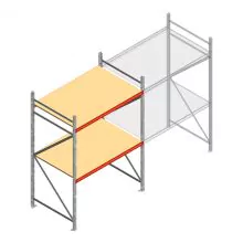 Grootvakstelling AR 2500x1850x1000 mm (hxbxd) 2 niveaus verzinkt beginsectie met voorgemonteerde frames