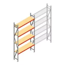 Grootvakstelling AR 3000x1850x400 mm (hxbxd) 4 niveaus verzinkt beginsectie met voorgemonteerde frames