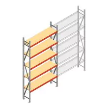 Grootvakstelling AR 3000x1850x400 mm (hxbxd) 5 niveaus verzinkt beginsectie met voorgemonteerde frames