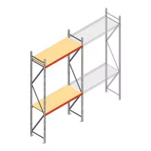 Grootvakstelling AR 3000x1610x600 mm (hxbxd) 2 niveaus verzinkt beginsectie met voorgemonteerde frames