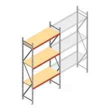 Grootvakstelling AR 3000x1610x600 mm (hxbxd) 3 niveaus verzinkt beginsectie met voorgemonteerde frames