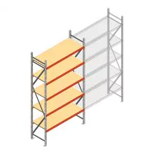 Grootvakstelling AR 3000x1610x600 mm (hxbxd) 5 niveaus verzinkt beginsectie met voorgemonteerde frames