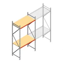 Grootvakstelling AR 3000x1850x900 mm (hxbxd) 2 niveaus verzinkt beginsectie met voorgemonteerde frames