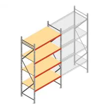 Grootvakstelling AR 3000x1850x900 mm (hxbxd) 4 niveaus verzinkt beginsectie met voorgemonteerde frames