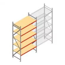 Grootvakstelling AR 3000x1850x900 mm (hxbxd) 5 niveaus verzinkt beginsectie met voorgemonteerde frames