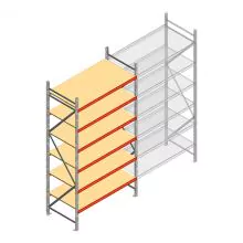 Grootvakstelling AR 3000x1610x800 mm (hxbxd) 6 niveaus verzinkt beginsectie
