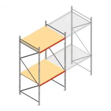 Grootvakstelling AR 3000x1850x1200 mm (hxbxd) 2 niveaus verzinkt beginsectie met voorgemonteerde frames