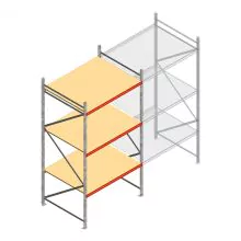 Grootvakstelling AR 3000x1610x1200 mm (hxbxd) 3 niveaus verzinkt beginsectie met voorgemonteerde frames