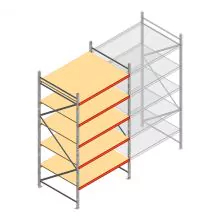 Grootvakstelling AR 3000x1610x1200 mm (hxbxd) 5 niveaus verzinkt beginsectie met voorgemonteerde frames
